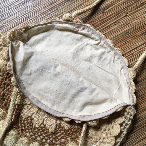 Handmade Handbag Crochet Lined Shoulder Bag 13” - Picture 9 of 10